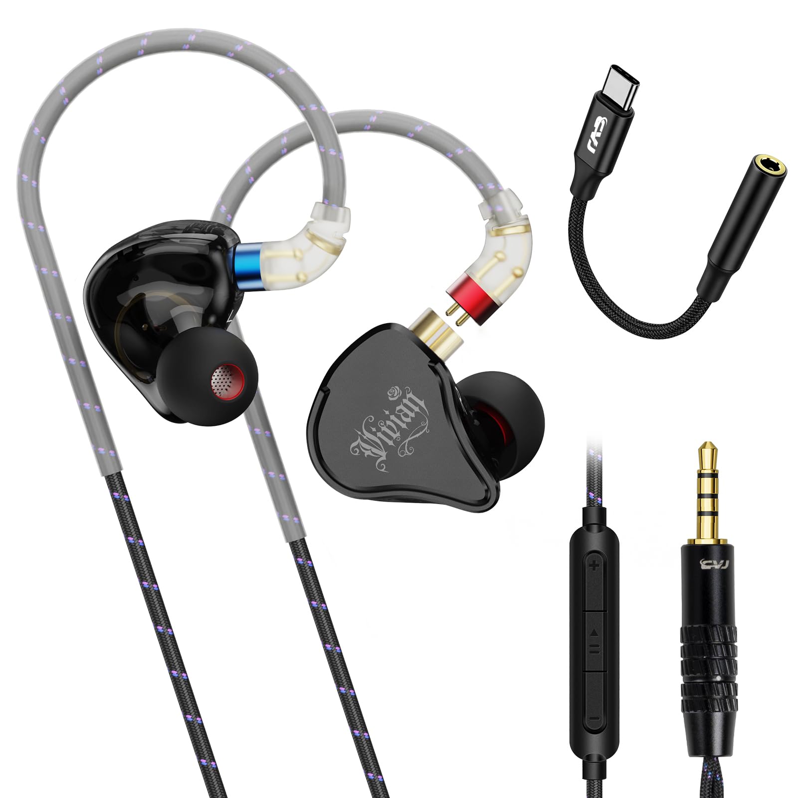 Balanced HiFi IEM with 3.5mm+USB C,Wired Gaming Earbuds,in Ear Monitor Headphones with Mi…