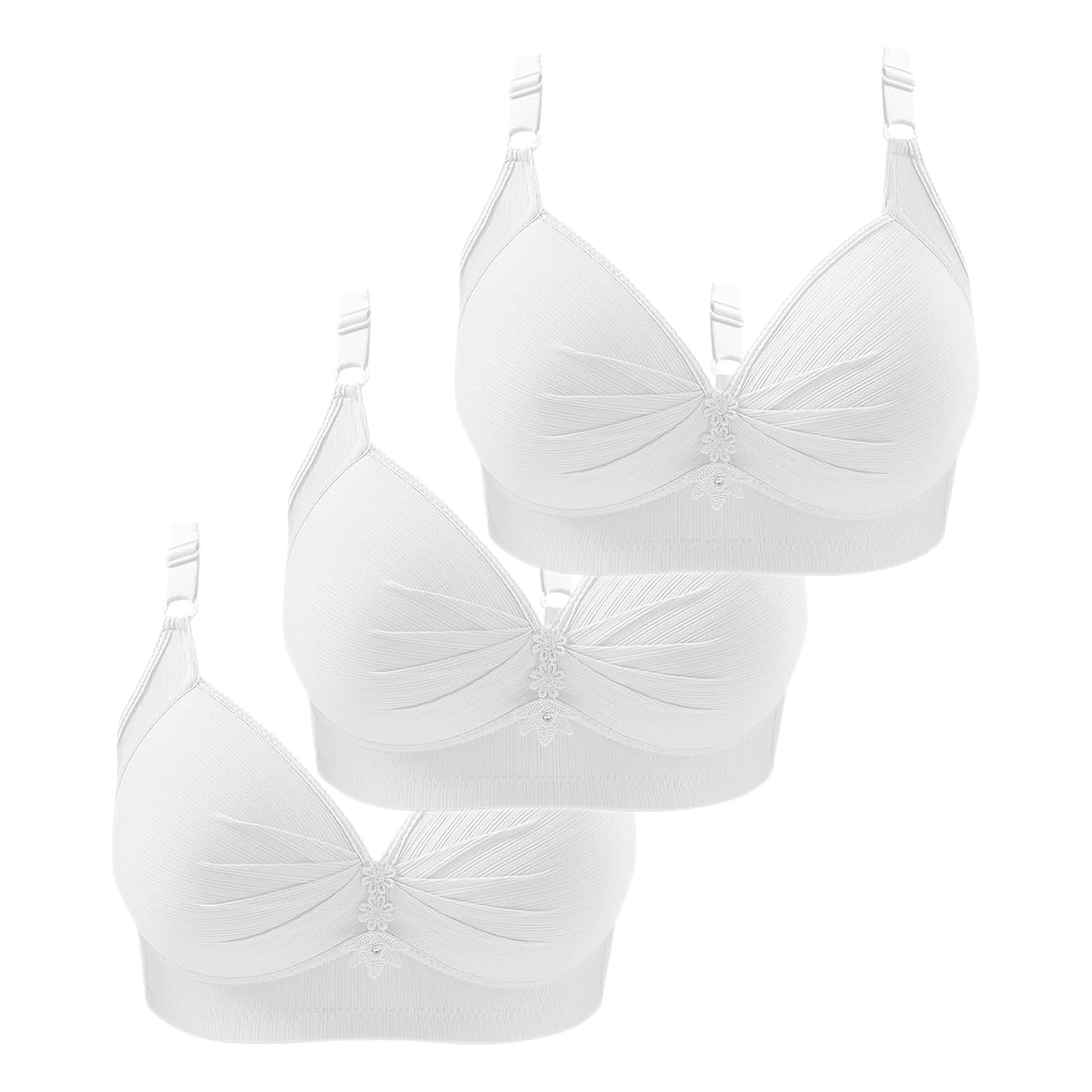 DroeadgorWomens 3 Pack Sports Bras No Underwire Push up Comfy Bra Solid Color Seamless Plus Size Sleep Bra Top Everyday