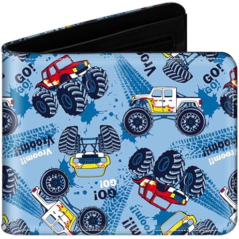 JONYEE Teens Wallet for Boys Kids, Funny Leather Bifold Purse with Zipper Coin Pocket and Card Cash Holder for Youth Men, Cool Cartoon Game Wallet for Kids Gifts -Blue Car Cover