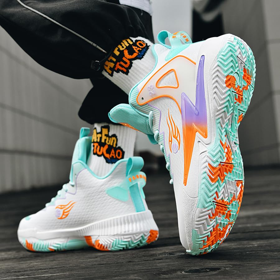 Image of Basketball Shoes for Womens Mens Fashion Comfortable Volleyball Sneakers Breathable High Top Non Slip Outdoor Sport Woman Man Shoe