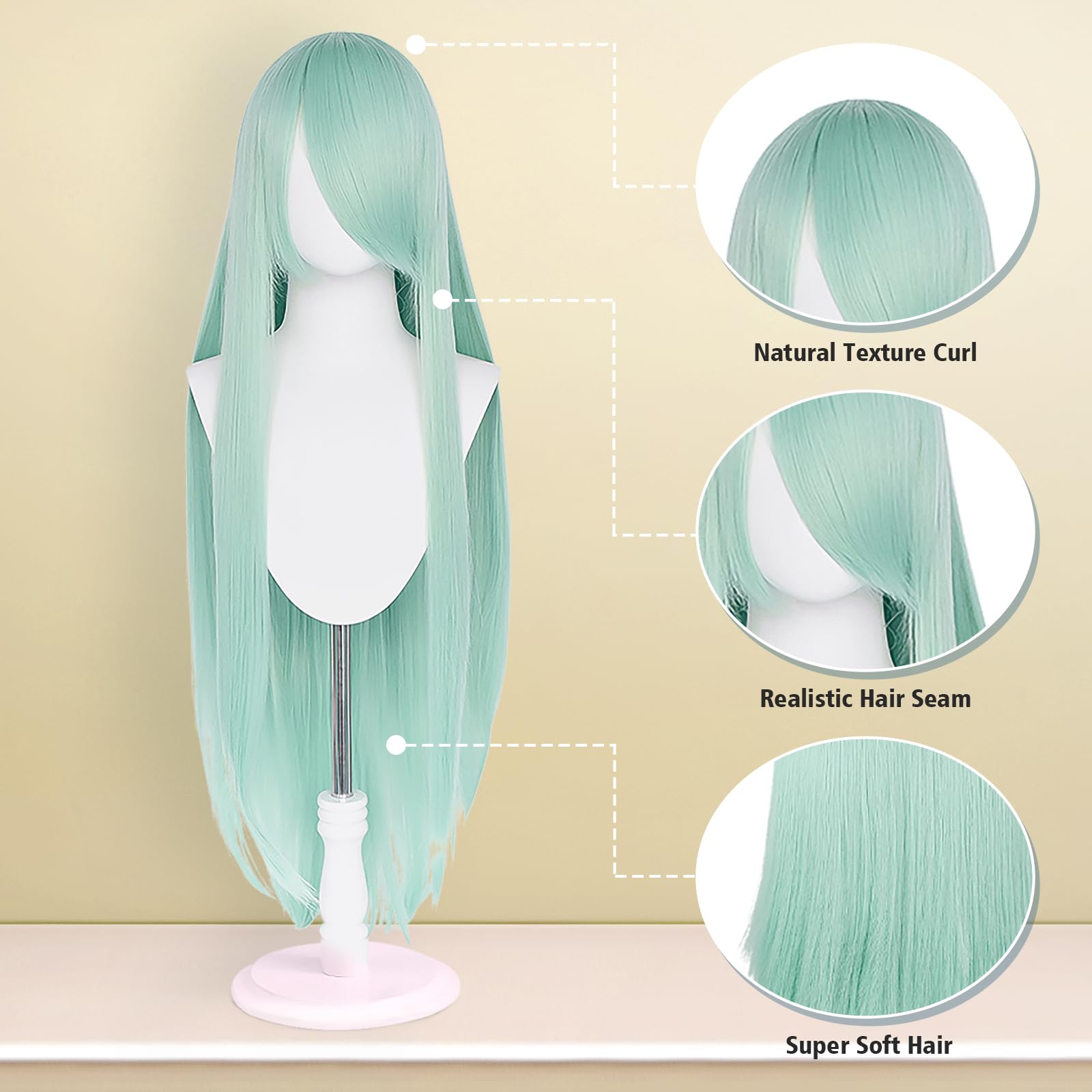 100cm / 40 Inch Long Wig, Universal Anime Costume Cosplay Wig, Perfect for Party Daily-Use, Festivals, and Halloween - Image 2