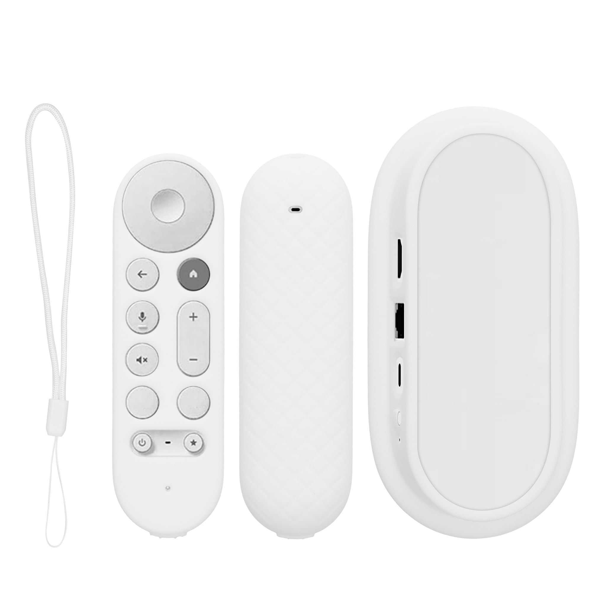 kwmobile Zestaw ochronnych etui na pilota Kompatybilny z Google TV Streamer 4K - Etui na pilota i urządzenie 2-częściowy zestaw - Biały