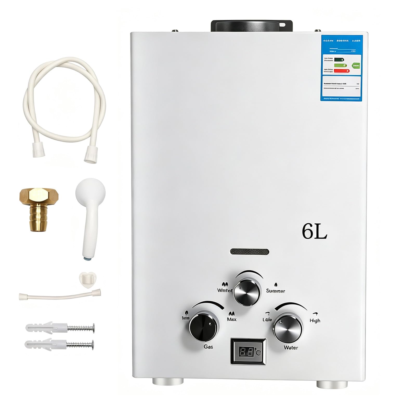 Scaldacqua a gas istantaneo 6L 12KW LPG,Gas propano gpl,10℃-60℃ (6L)