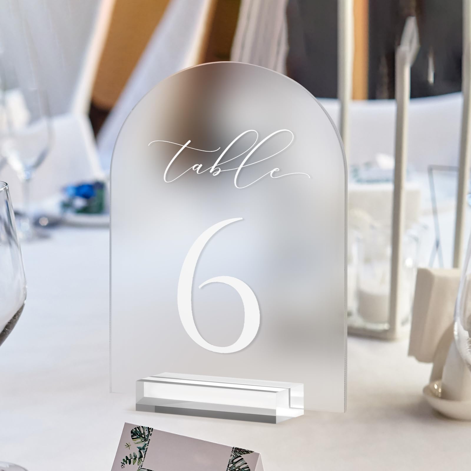 Vicenpal Acryl-Tischnummern Für Hochzeiten – 10 Stück, 12,7x17,8 Cm, Gewellt, Mit Ständer, Transparent