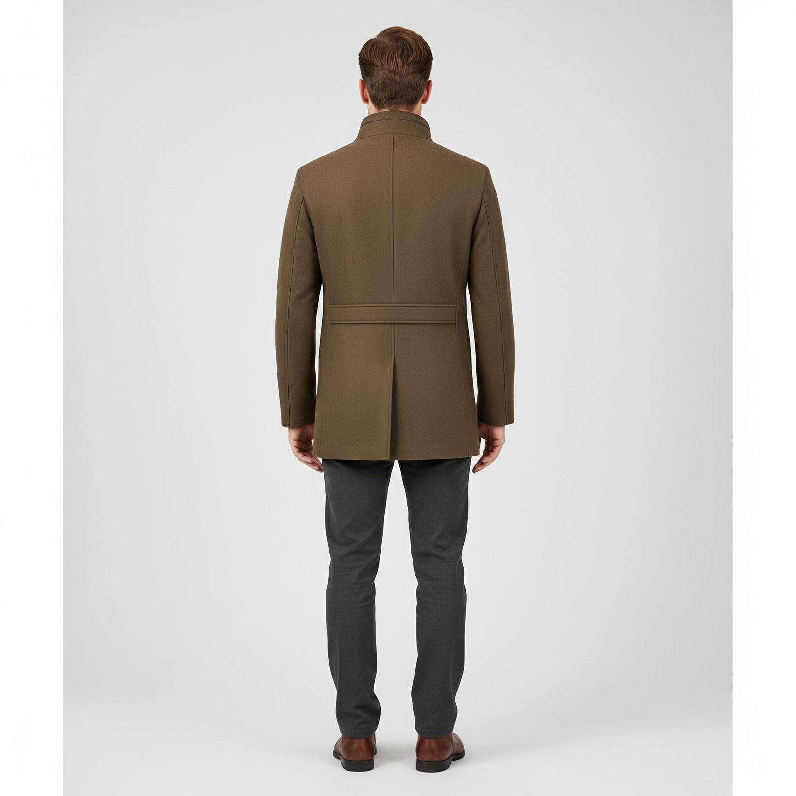 MODFUL Manteau en laine pour homme, longueur moyenne, chaud, manteau d'hiver, Peacoat, coupe ajustée, pour le travail
