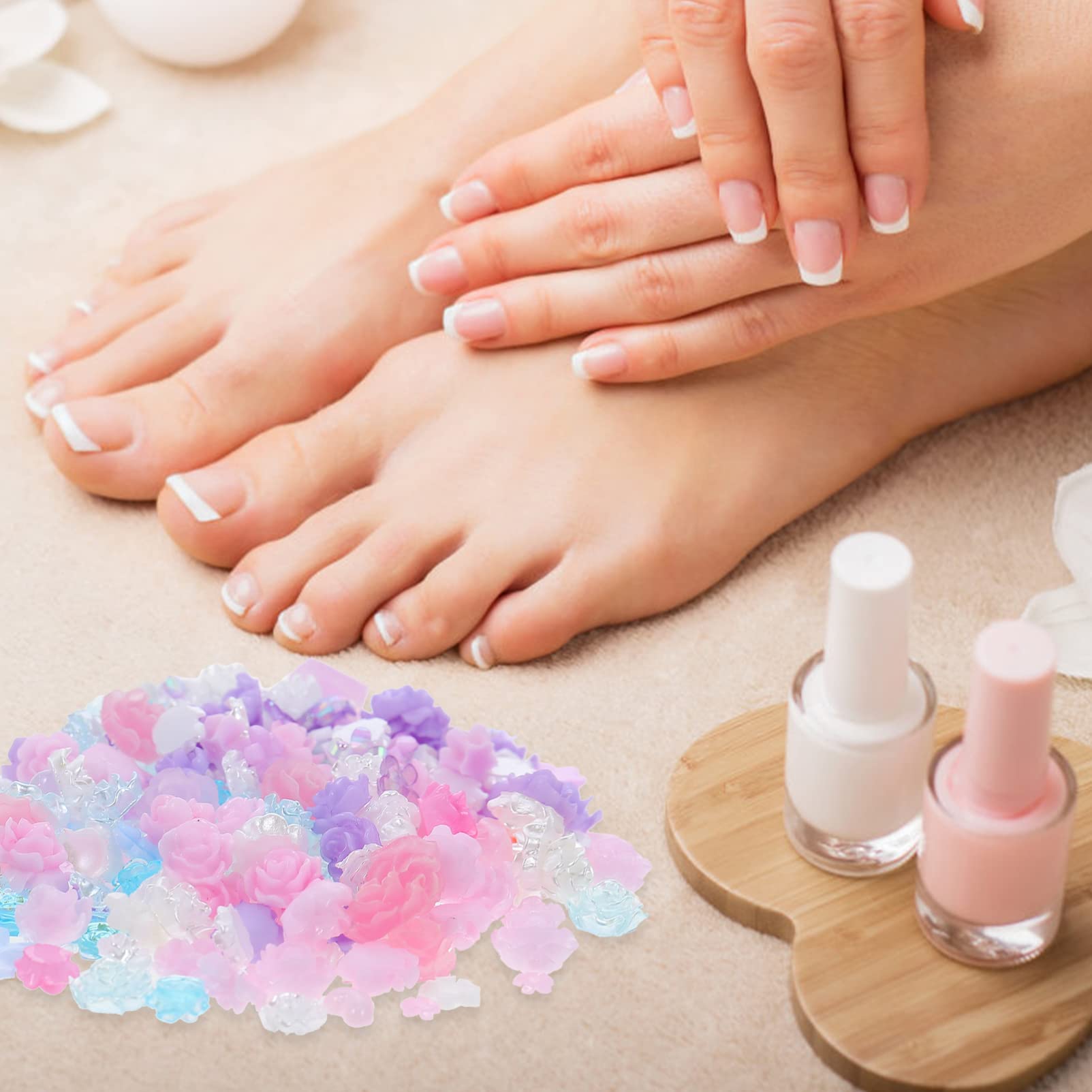 minkissy Set Di 3 Perline in Resina A Forma Di Fiore Di Rosa Con Retro Piatto Ciondoli Decorativi Per Manicure A Forma Di Pipistrello Per Gioielli Di Nail Art