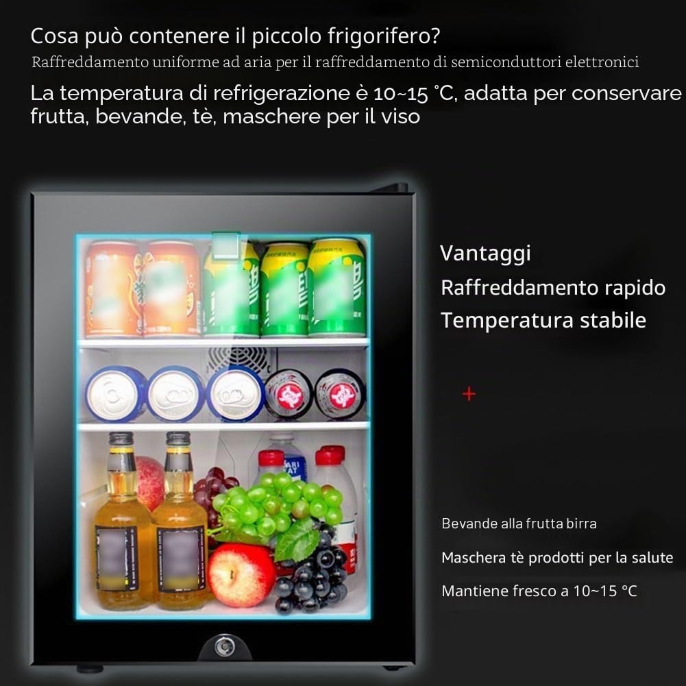 40L Mini Frigo Da Tavolo Frigorifero Per Bevande E Birra Autoportante Con Serratura Sotto Il Bancone Larder Con Raffreddamento E Calore Luce LED + Serratura E Chiave Per Alberghi, Camere Da Letto ( Co