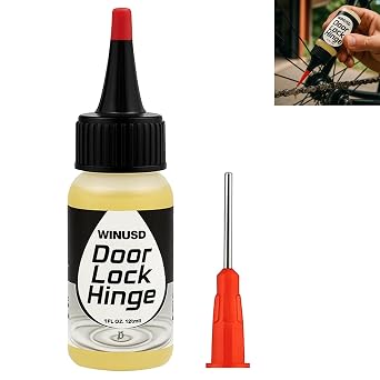 Door Hinge Lubricant Needle Oiler | 1 oz Lock Lube for Keyhole | Chain Lube Anti Seize Squeaky Door Hinge Oil for Bicycles, Zipper, Lock | Home Maintenance Kit for Quiet Doors, Hinges & Hardware