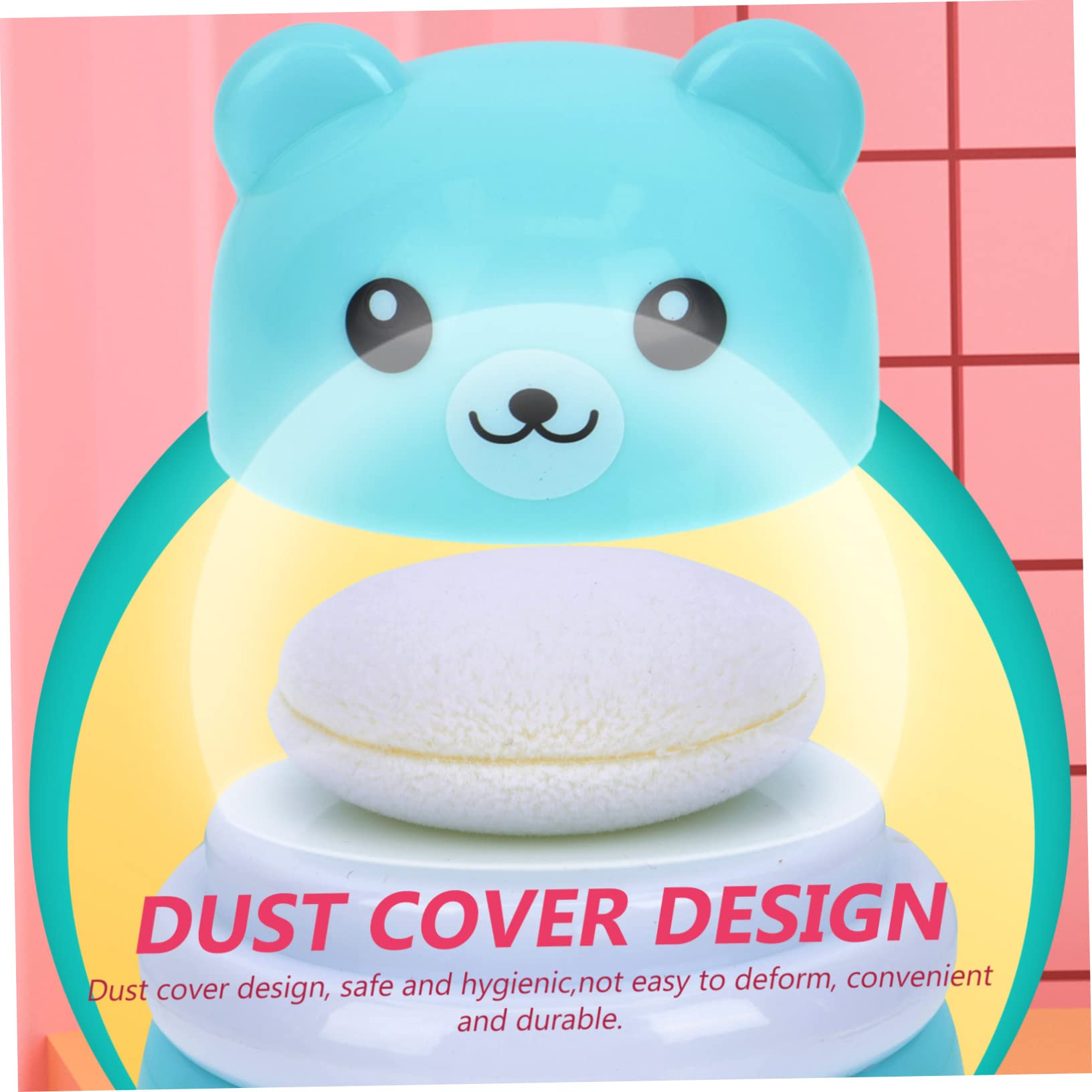 OHPHCALL Blue Travel Size Kit Newborn Powder Puff Box for Toddlers Infants Powder Dispenser Storage Bottle Adorable Bear Design