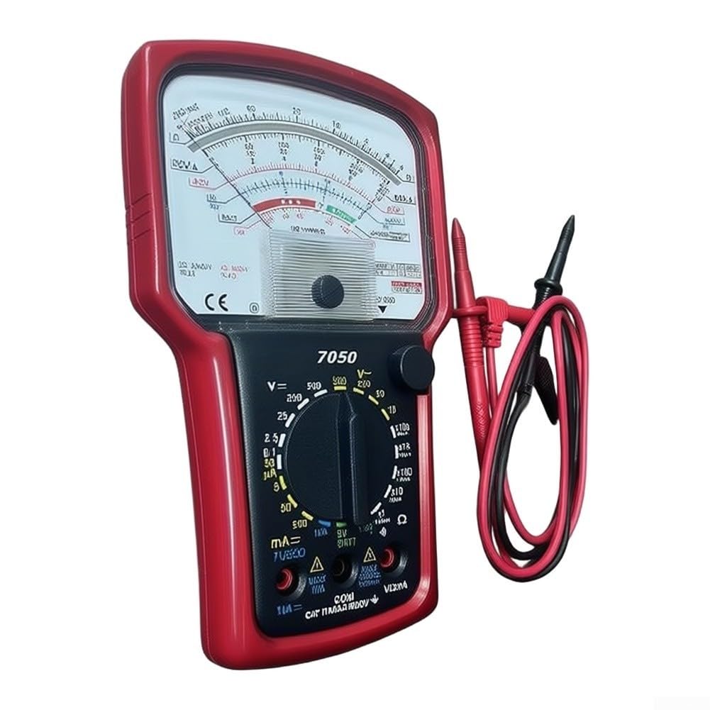 KT7050 Analog Multimeter mit Spiegel-Skala - Präzises Zeiger-Messgerät für Spannung & für strom bis 600V/10A, Manuelles Widerstandsmessgerät 20MΩ für Elektriker