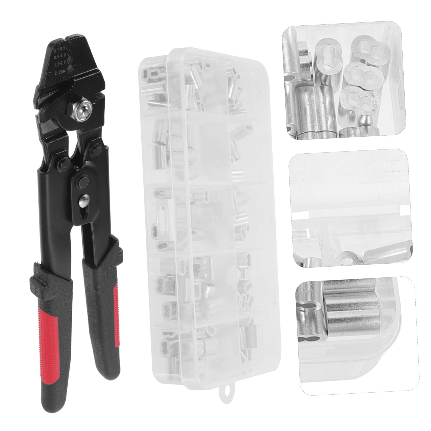 Pinza Crimpatrice in Acciaio Inox con Anelli Doppia Crimpatrice in Alluminio Manico Antiscivolo e Blocco Sicurezza per Cavi e Accessori da Pesca Portatile Alta Precisione