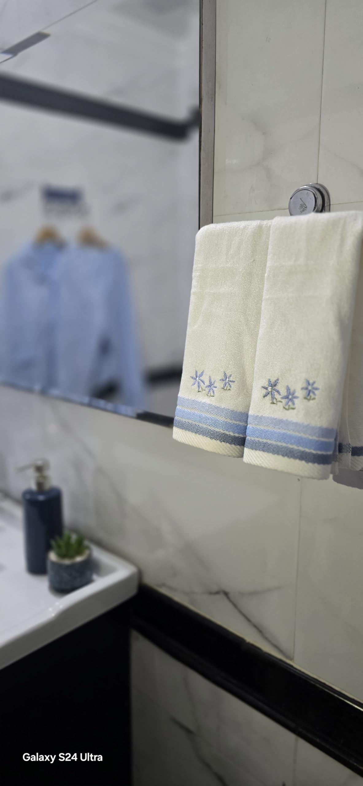 BAMBOO GREENS Bamboo Fiber Embroidery Small Hand Towel- Set of 2 White-image-45