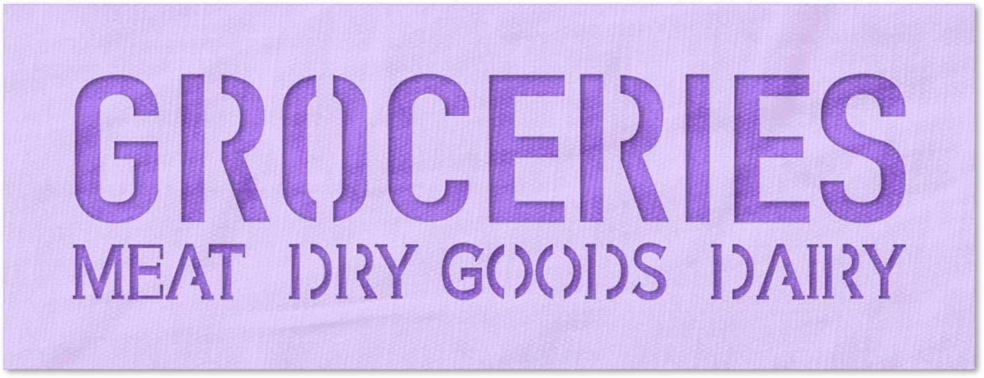 Stencil Stop Groceries Meat Dry Goods Dairy Stencil - Reusable for DIY Projects, Painting, Drawing, Crafts - 14 Mil Mylar Plastic (12 x 3.25 inches)