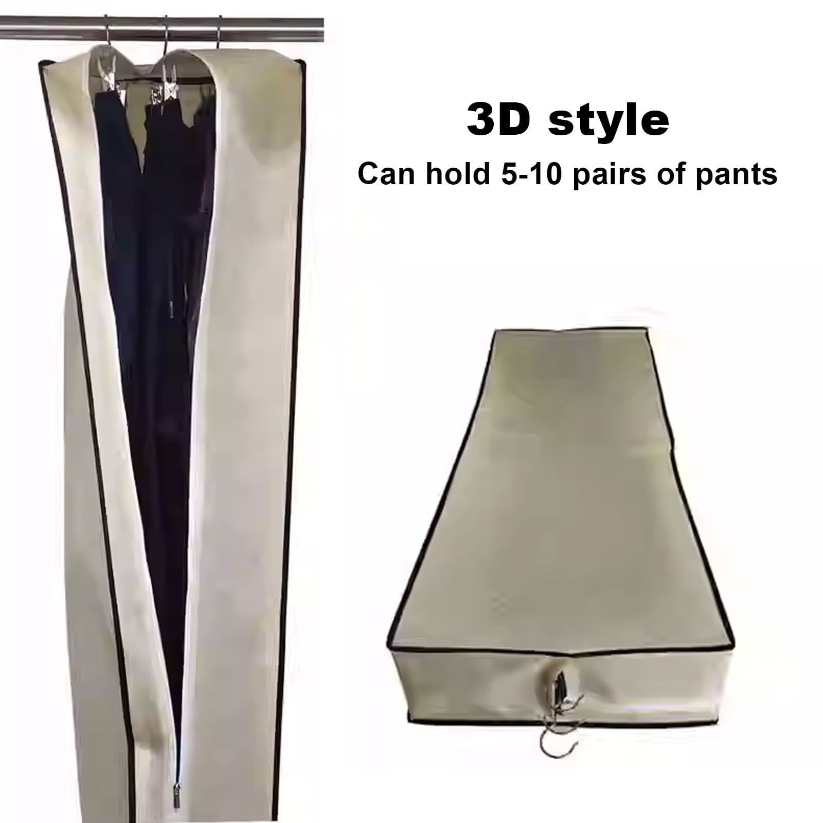 Funda para pantalones, protección contra el polvo para almacenamiento, bolsas de ropa colgantes de 41 pulgadas + 6 pulgadas