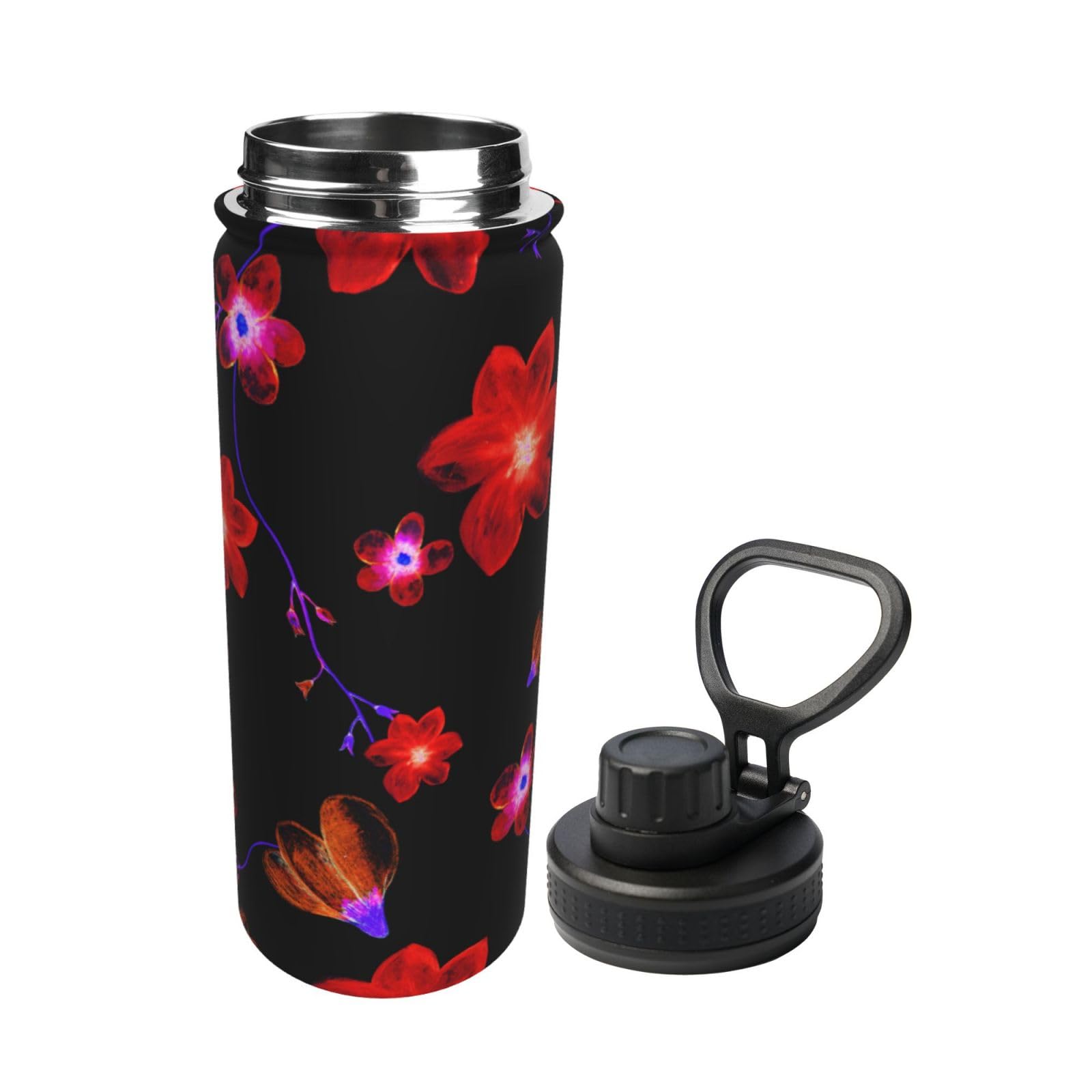 T2tea 赤い花柄 ステンレス水筒 500ml Amazon | 花柄が赤を