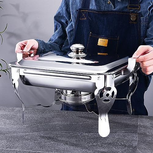 Poêle buffet en acier inoxydable argenté avec couvercle pour la restauration en libre-service - 3