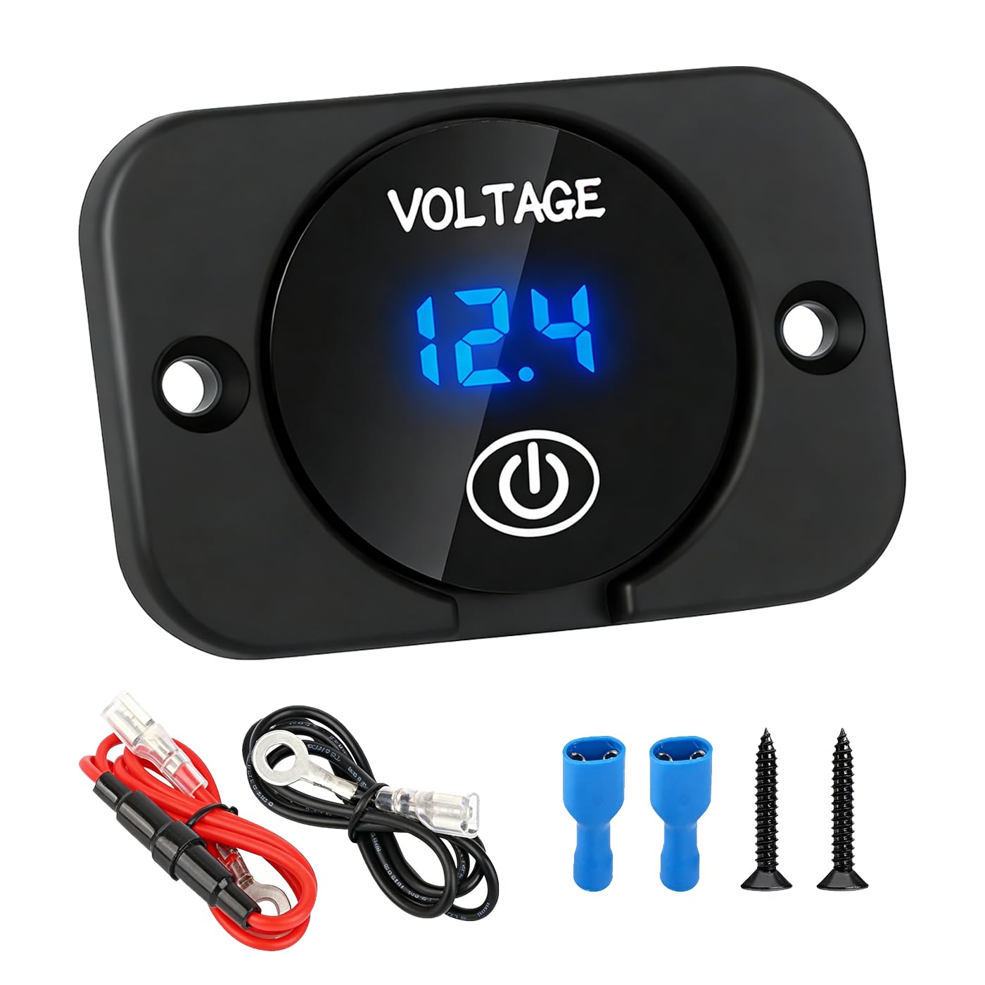 Battery Voltage Gauge DC 12V 24V Meter,Waterproof 6-30V Digital Voltmeter with Battery Monitor,Digital LED Voltmeters for PS Transportation Digitals Cameras MP3 Car Boat Motorcycle Truck (Black,1 Set)