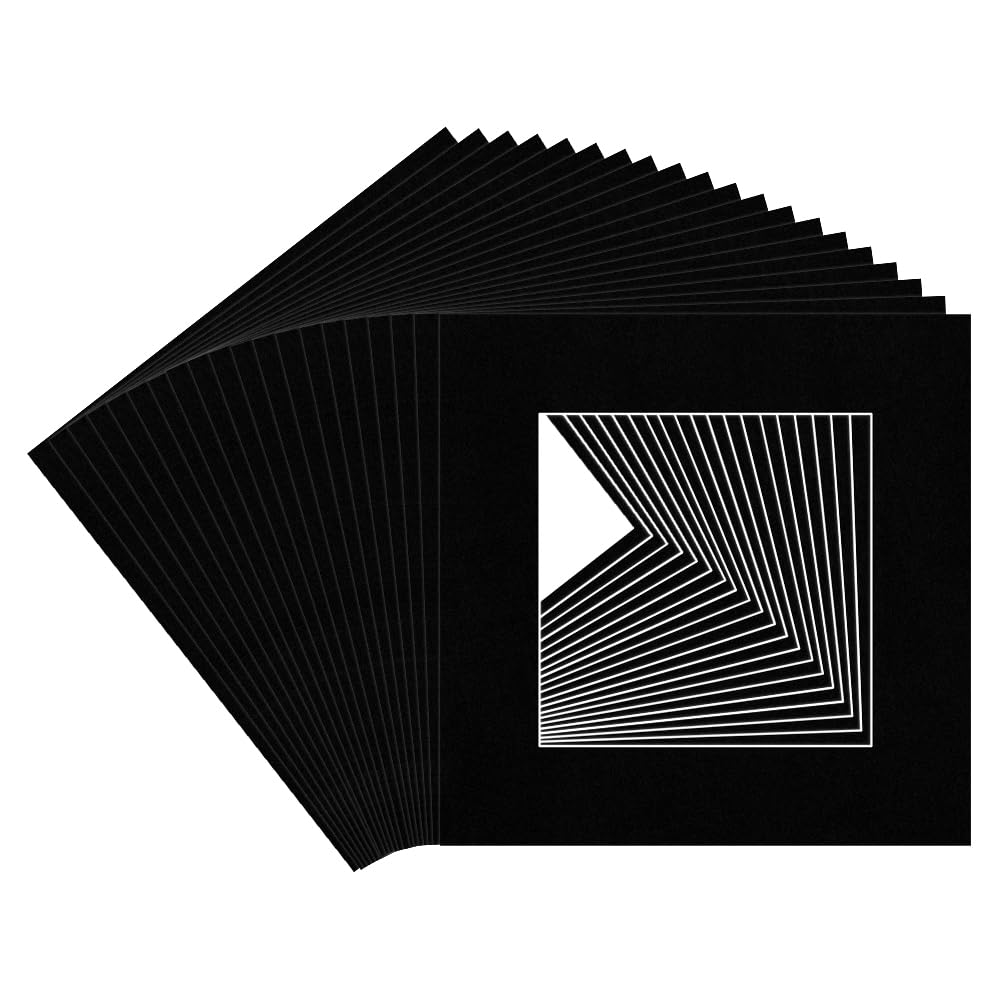 Procut Global 8x8" Black Picture Mounts for Frames - Fits 5x5" Aperture Size - Precision Cut Cardboard Photo Mounts - Mat Board for Prints, Artwork & Paintings - Pack of 20 — image 1