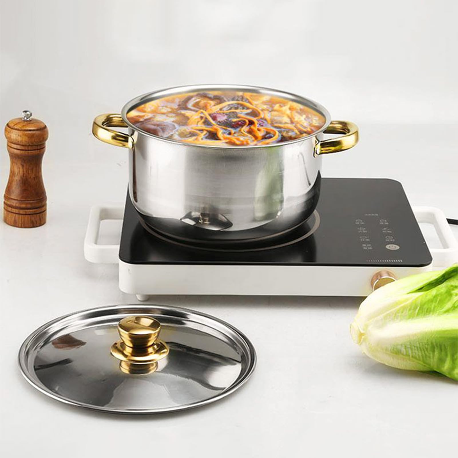 Topfset 10-teilig Kochset Gadgets | Induktionsküchen-Kochset für Suppe, Nudeln, Camping, Restaurant, Haushalt, Schlafsaal, Wohnung