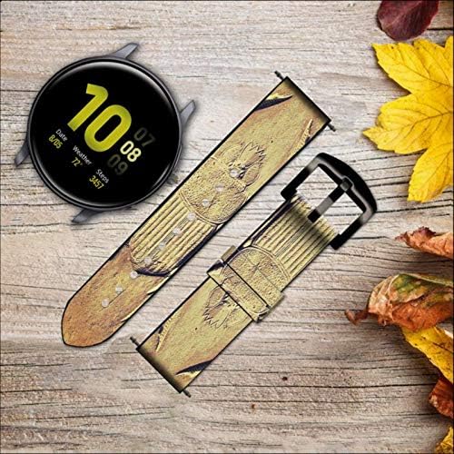 Miniatura 2 de CA0303 Egyptian Scarab Beetle Graphic Printed Leather & Silicone Smart Watch Band Strap for Samsung Galaxy Watch Watch3, Gear S3 Models Gear S3