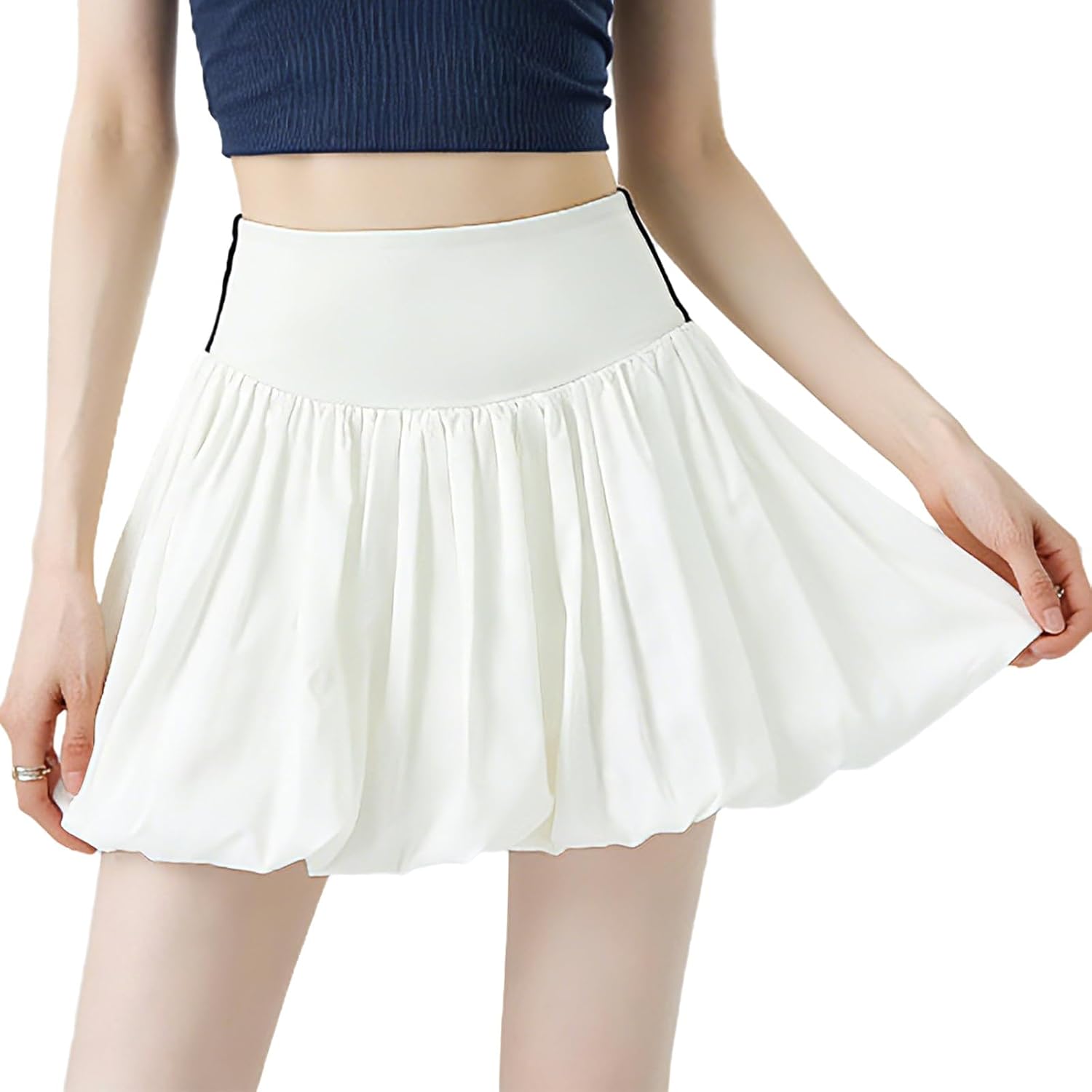 Linjinx Women Bubble Tennis Skirts High Waist Skorts with Inner Shorts for Dating Vacation Casual Wear