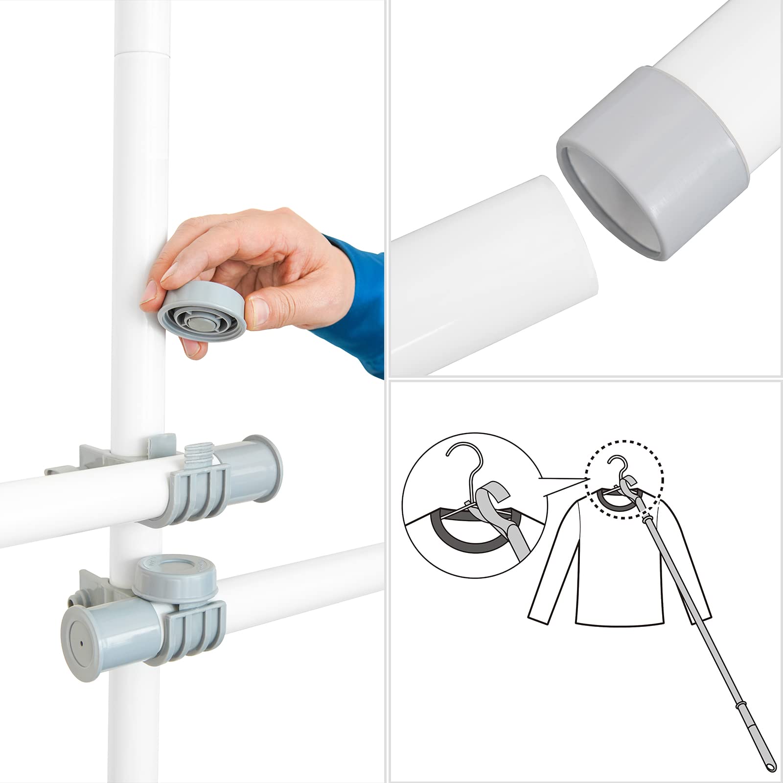 Buy Adjustable Clothing Rack, Double Rod Clothing Rack, 2 Tier Clothes