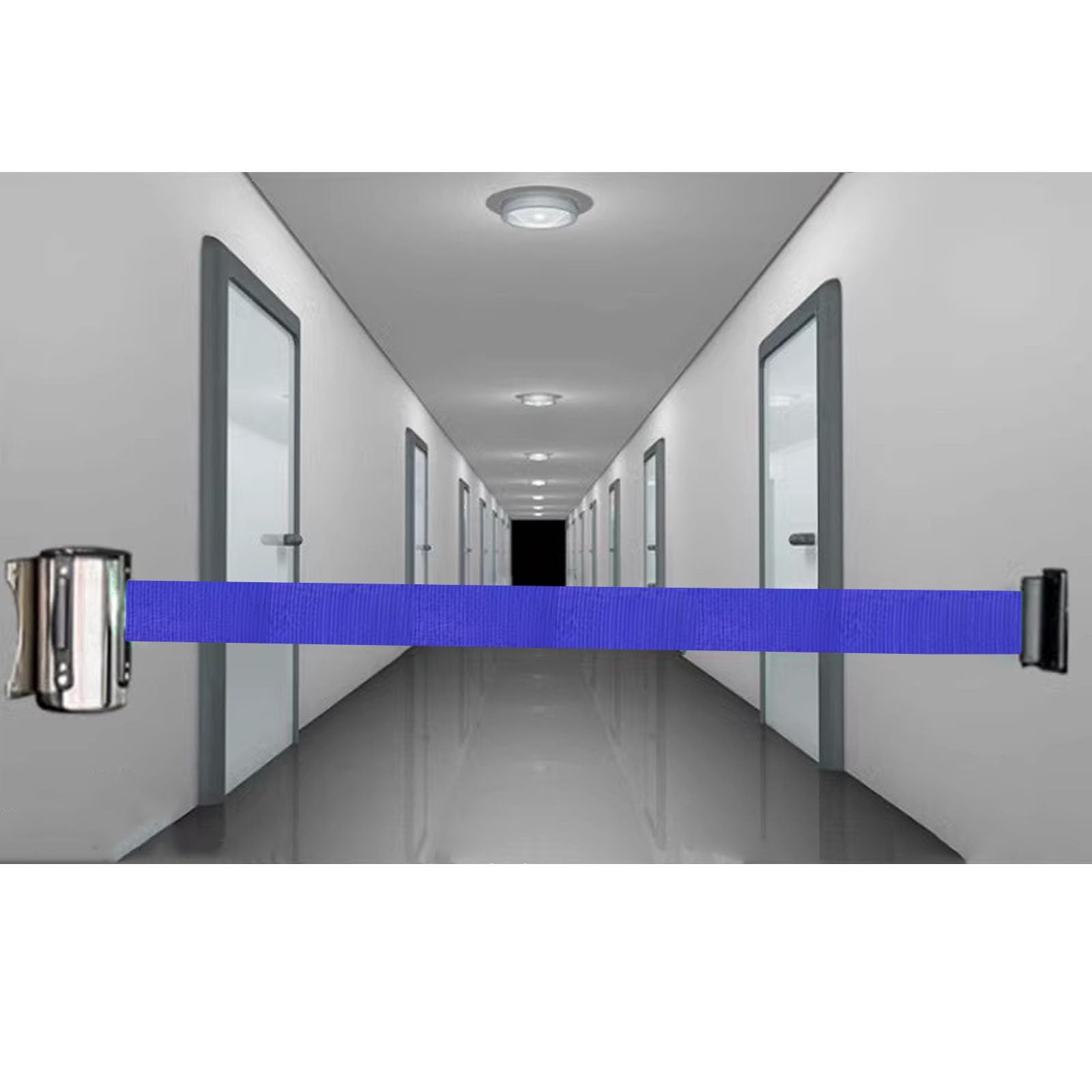 Taśma odgradzająca do kolejki, Bariera z wysuwanym paskiem do montażu na ścianie, wielokolorowa, zapewniająca kontrolę tłumu od 2 do 10 m(C,10M/32FT)