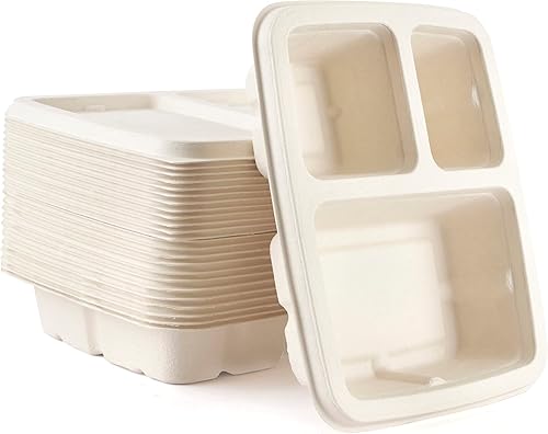 Miniatura 5 de Aakriti - Bagazo natural 100% compostable, fibra de caña de azúcar, biodegradable, resistente, sin blanquear para almuerzo, cena, platos de fiesta,