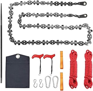 53 Inch Hand Rope Chain Saw Sharp Manual Tree with 68 Teeth Folding Pocket Rope Chainsaw Tree Cutting Tool for Gardening Camping Survival Gear Limb Chain Saw