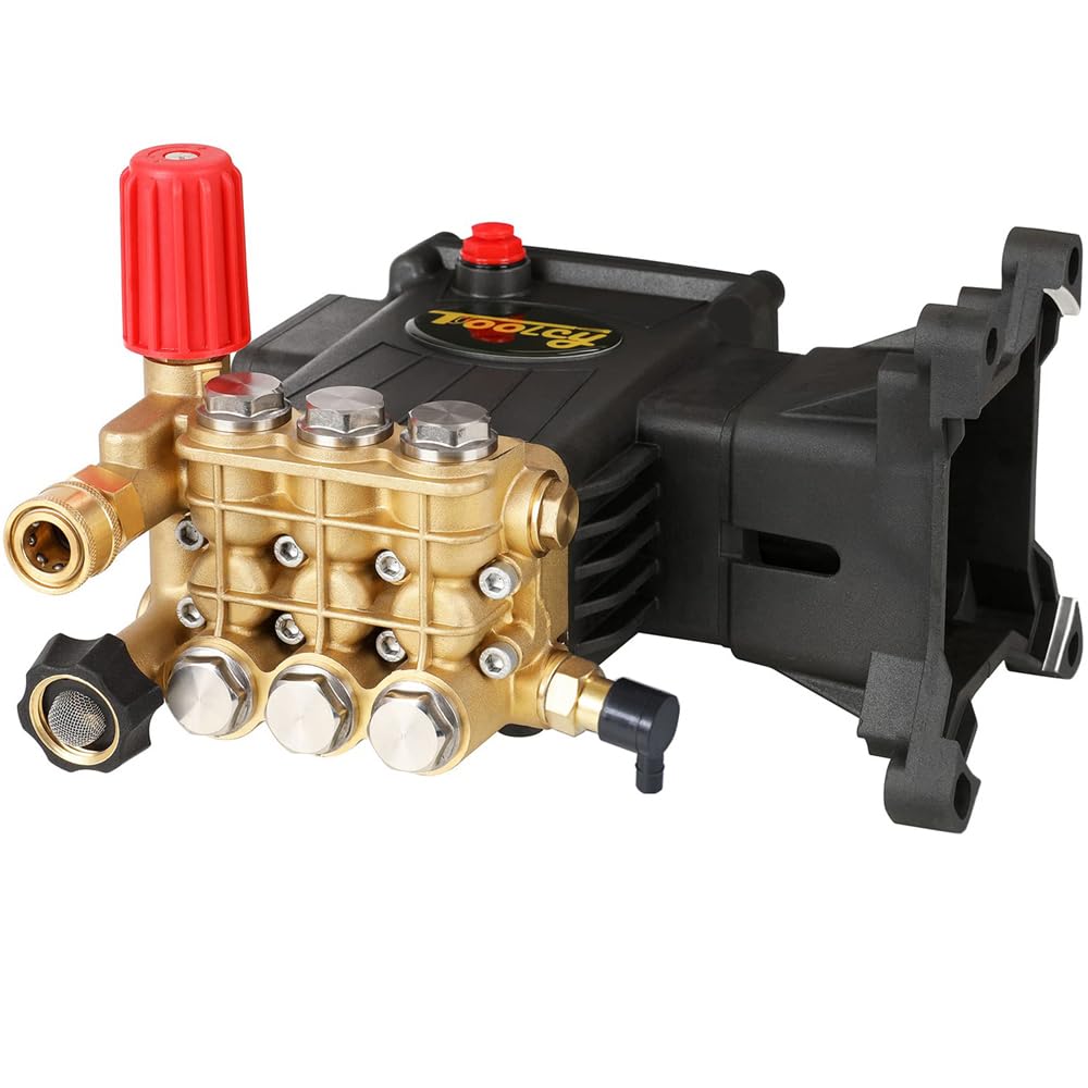 TOOLCY Pressure Washer Pump 3600-3800 PSI, 3.5 GPM, 1'' Shaft Horizontal Triplex Plunger Replacement Pump for Power Washer, with Adjustable Pressure Unloader
