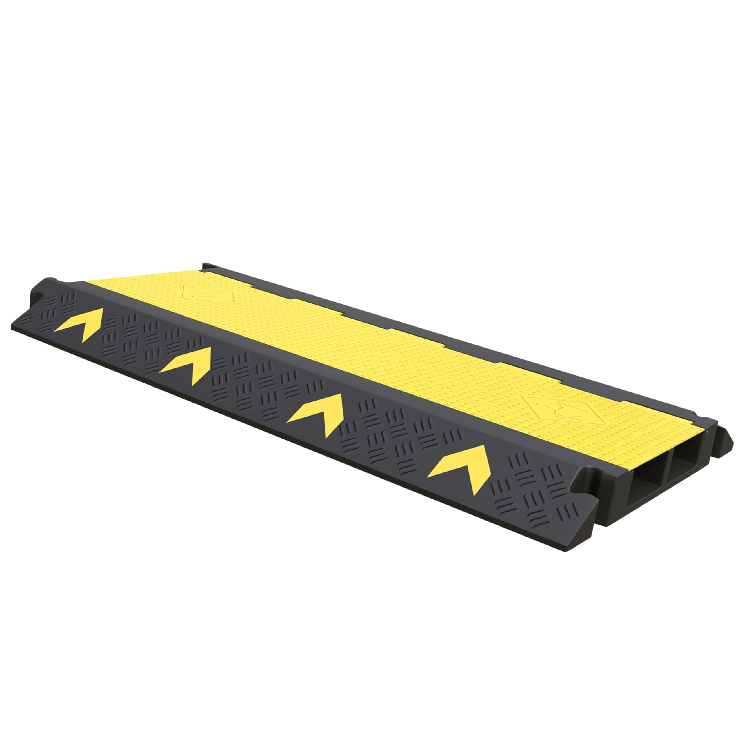 Berry Cable Protector 2 Channel | Heavy Duty Cable Ramp | PVC Floor Cable Cover with Yellow Lid and Reflector | Flip-Open Speed Bump for Indoor and Outdoor Applications