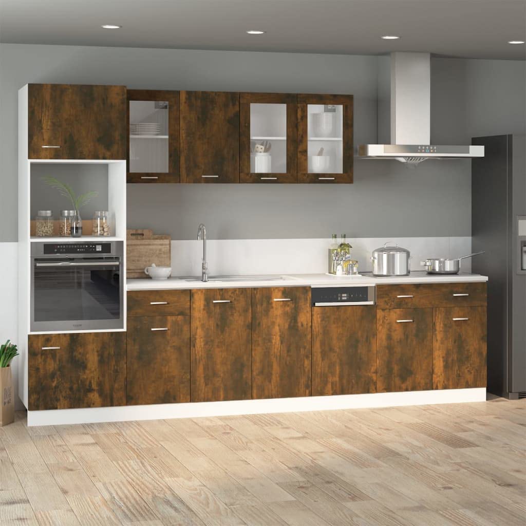 Holzunterschrank mit Schublade und Zwei Fächern Lyon Räuchereiche 40x46x81,5 cm Küchenunterschrank zur Aufbewahrung von Geschirr und Kochutensilien