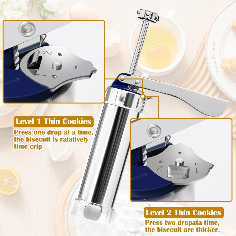FARYODI Pressa per Pasticceria, Siringa per Pasticceria con 20 Stampi e 8 Ugelli in Acciaio Inox, Siringa per Pasta, Siringa per Dolci, Macchina per Biscotti, Pressa per Biscotti, Pressa per Impasto
