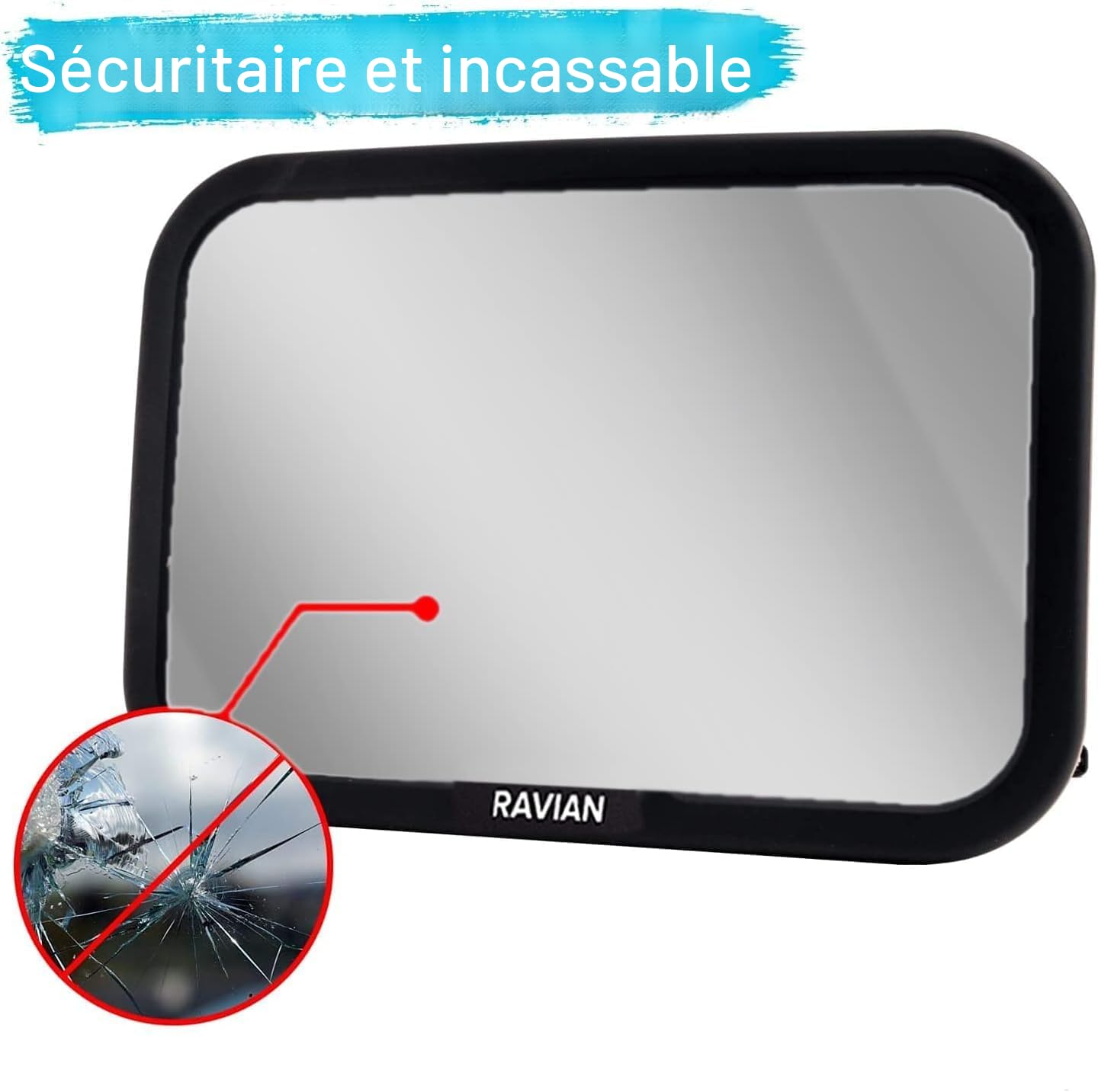 Rétroviseur de voiture pour siège arrière pour bébé avec vue arrière, incassable, réglable pour voir face à l'arrière pour nourrissons, enfants et animaux domestiques