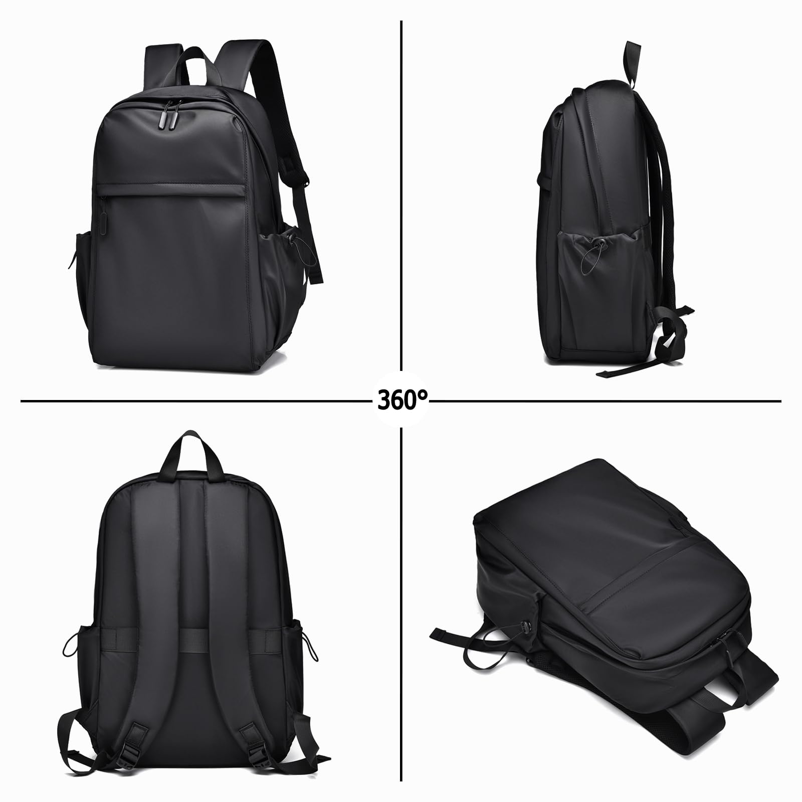 FANDARE Zaino Leggero Grande Capacità Unisex Nero | impermeabile tessuto idrorepellente per uomo donna, zaino casual leggero e resistente per università lavoro