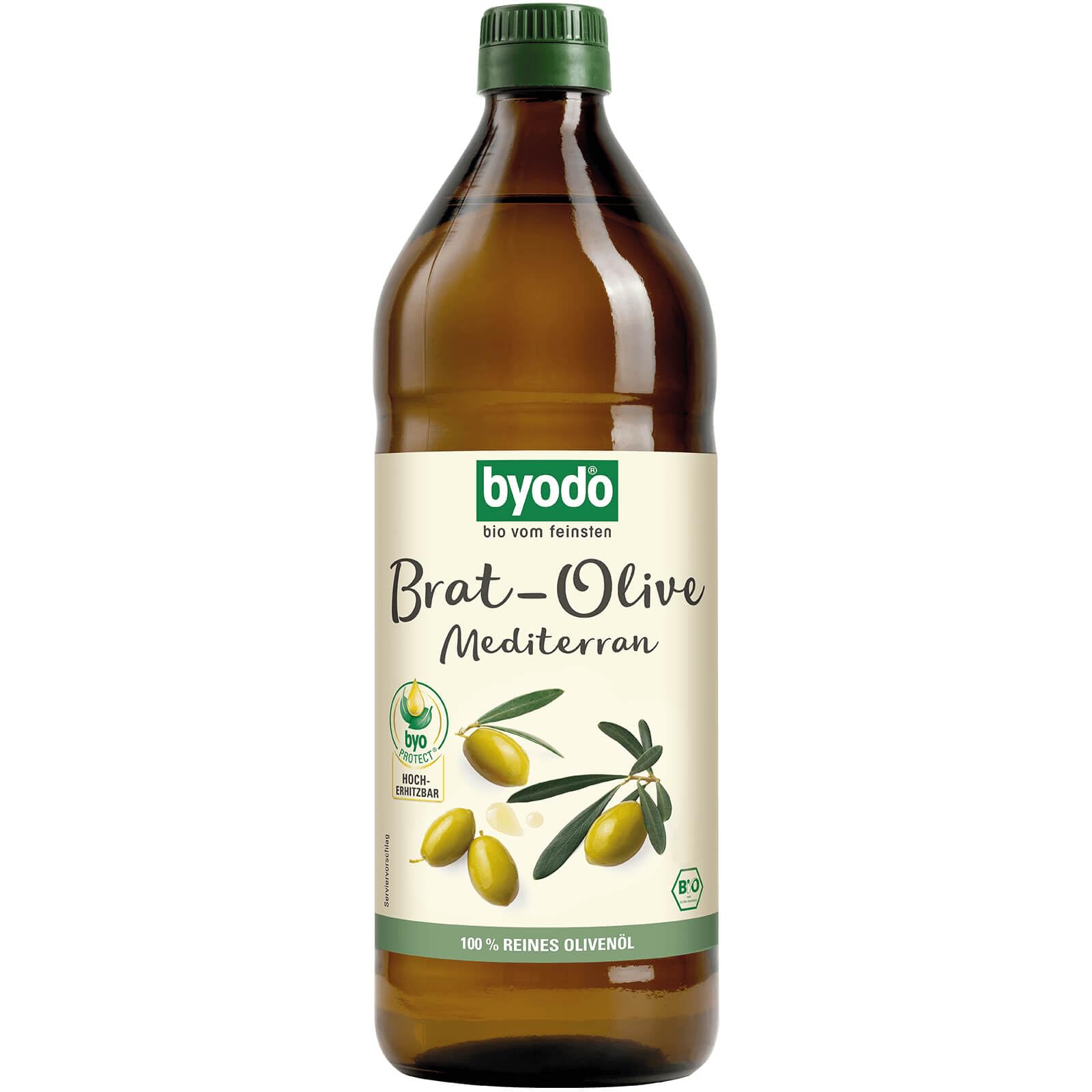 Brat-Olive Mediterran Bio-Olivenöl von Byodo – Hocherhitzbar zum Braten, Grillen & Frittieren, 6 x 0,75 l Flasche, Vegan, Mediterraner Geschmack, Vielseitig einsetzbar