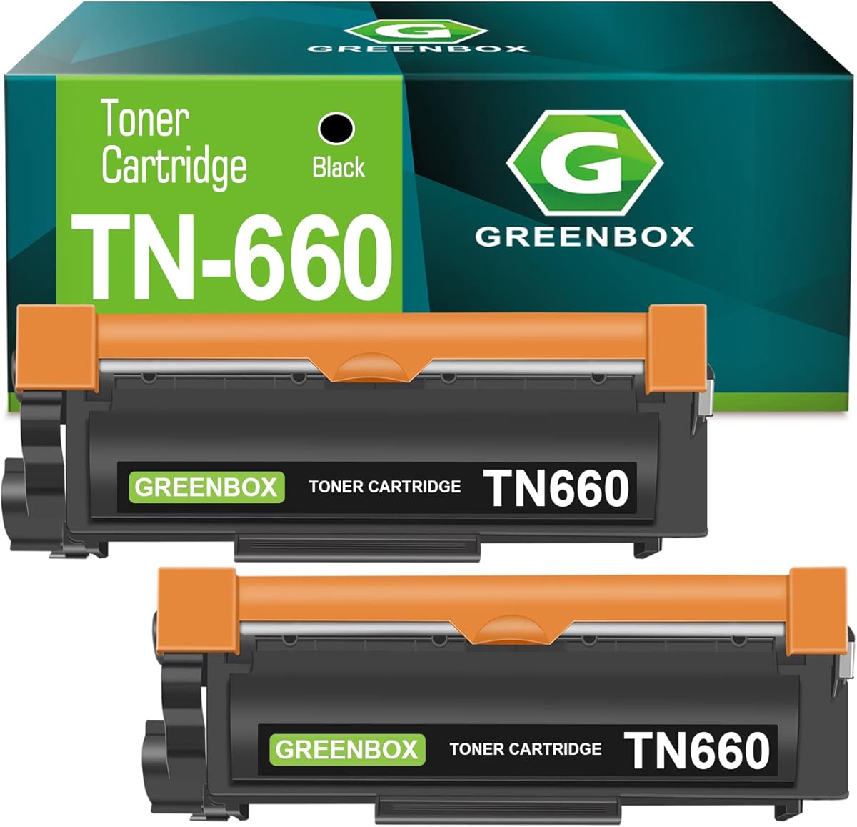 GREENBOX TN660 Black Toner Cartridges High Yield Replacement for Brother TN660 TN-660 TN630 Toner for HL-L2300D DCP-L2520DW DCP-L2540DW HL-L2360DW HL-L2320D HL-L2380DW MFC-L2707DW Printer, 2 Pack