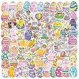 100PCS Easter Stickers Pack, Holography Shiny Vinyl Waterproof Stickers, Cute Bunny Easter Eggs Stic