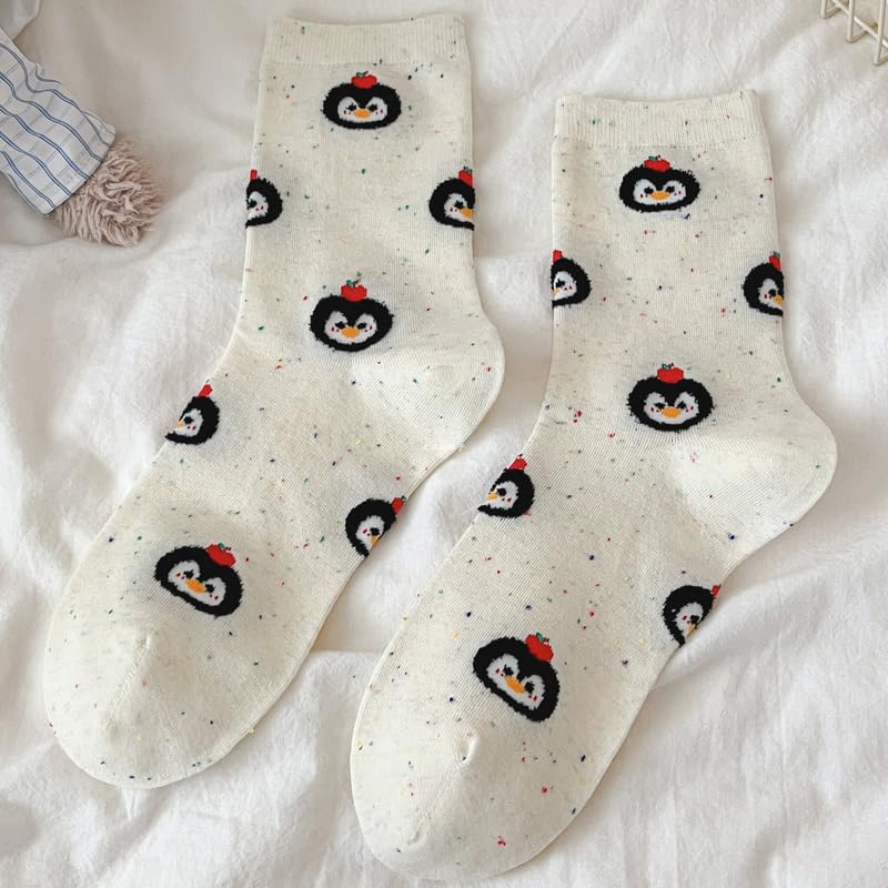 Image of Women's Crew Socks Cute Bear Cat Floral Soft Fancy Socks Gifts for Women