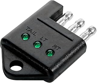 4 Pin Trailer Plug Tester Connector, 4-Way Straight Trailer Light Wiring Tester with LED Indicators, Universal Car Accessories for Brake, Turn & Tail Lights Trouble Shooter (1PC)