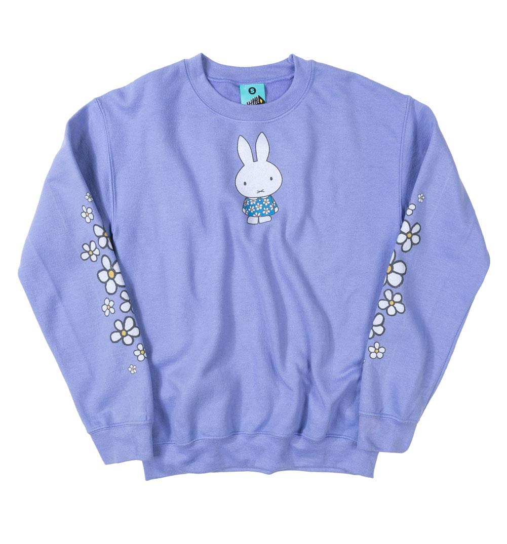 TruffleShuffle Womens Miffy Flowers Sleeve Print Violet Sweater