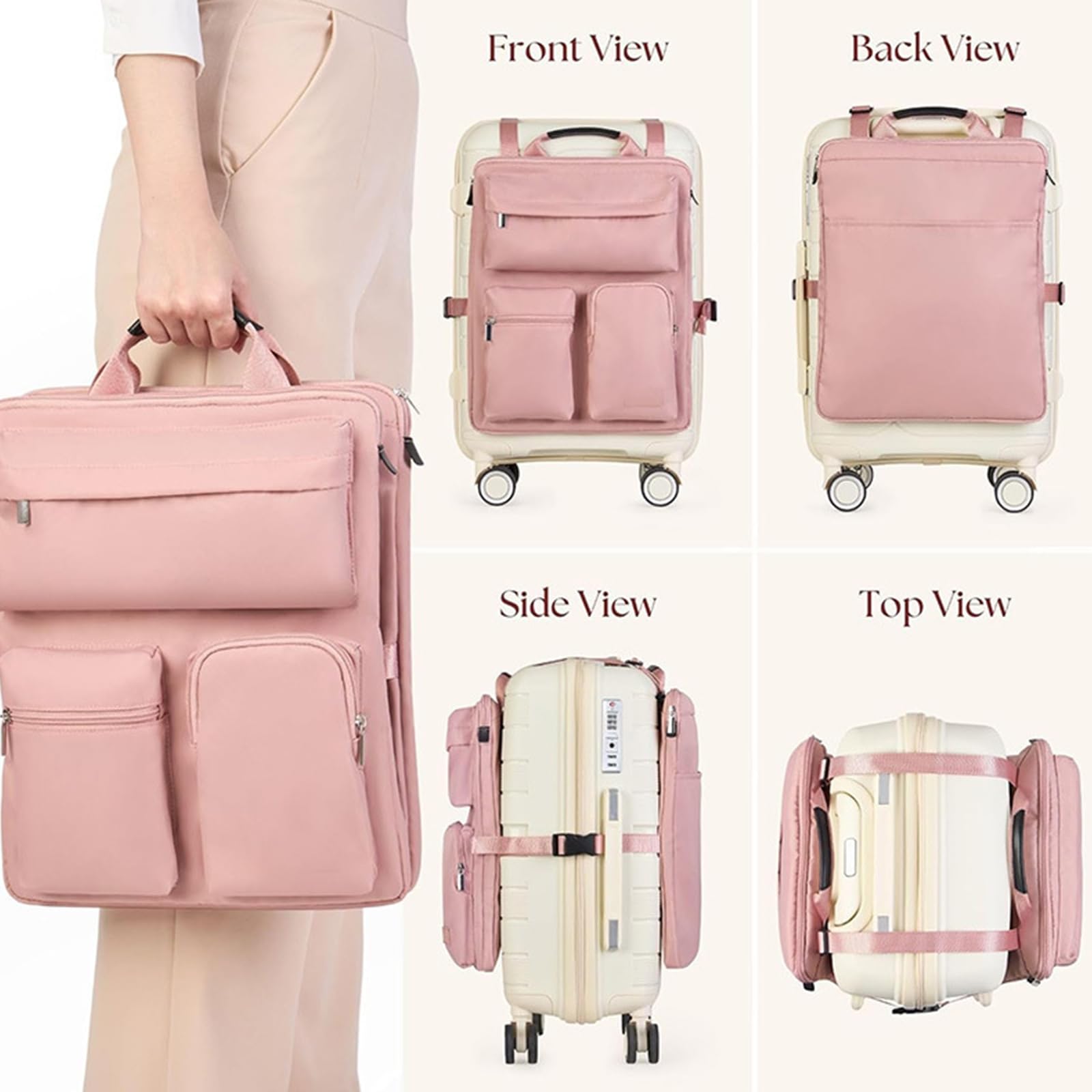 Koffer-Organizer, Tragetasche, Oxford-Tasche (Rosa) | Verstellbare Tragegurte – Koffer, Tablet, Reisepass, Wasser-Tasche mit Reißverschluss (Rosa)
