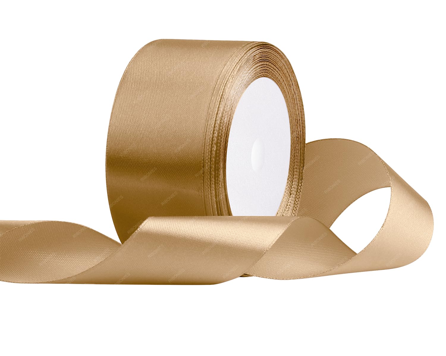 Nastro di raso Oro Champagne, 40mm x 22 Metri Nastri in tessuto solido per confezioni regalo, bouquet di fiori, artigianato e decorazione di feste nuziali
