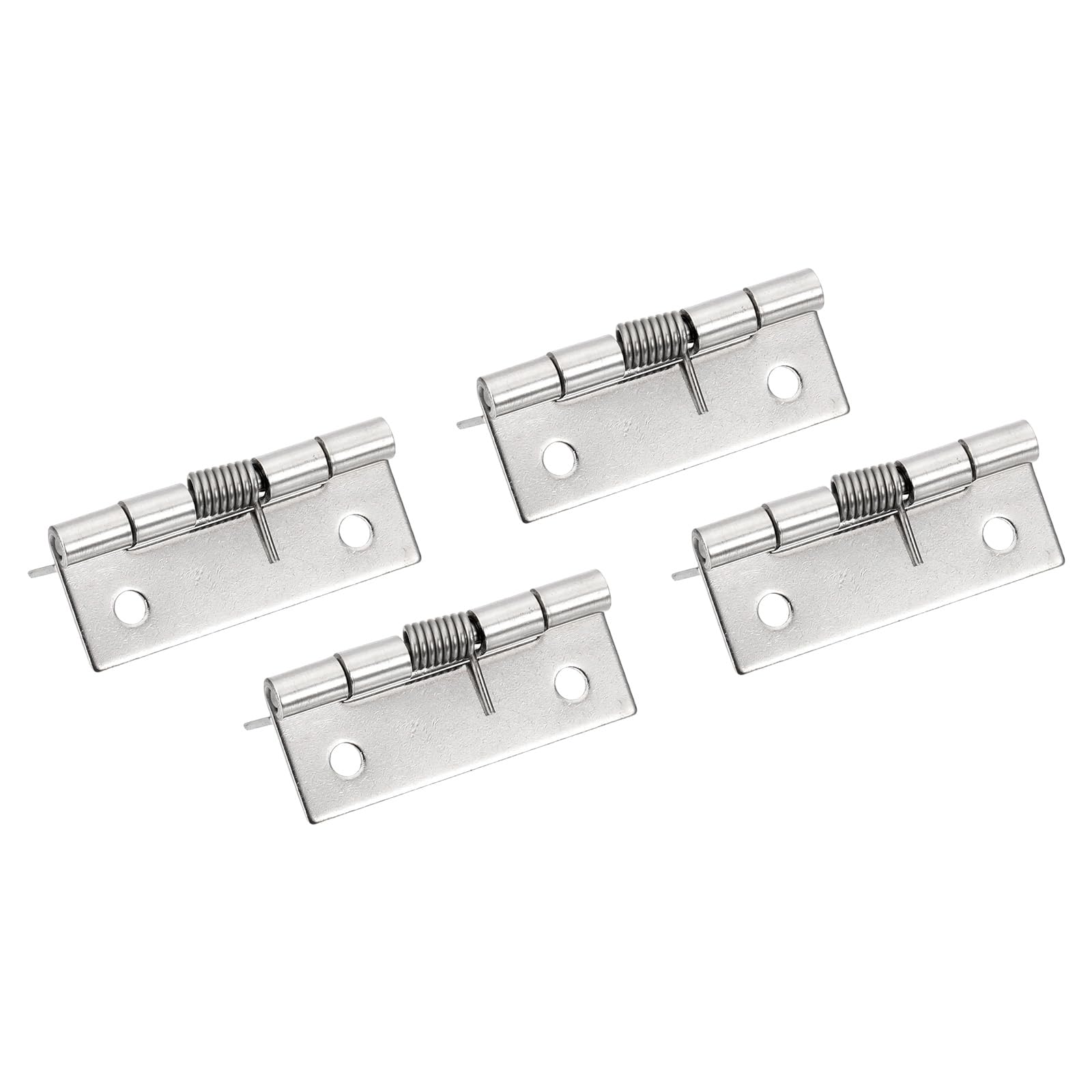 PATIKIL 4 Pcs Spring Loaded Hinges, 2" 304 Stainless Steel Self Closing Small Door Hinges for Cabinet Door