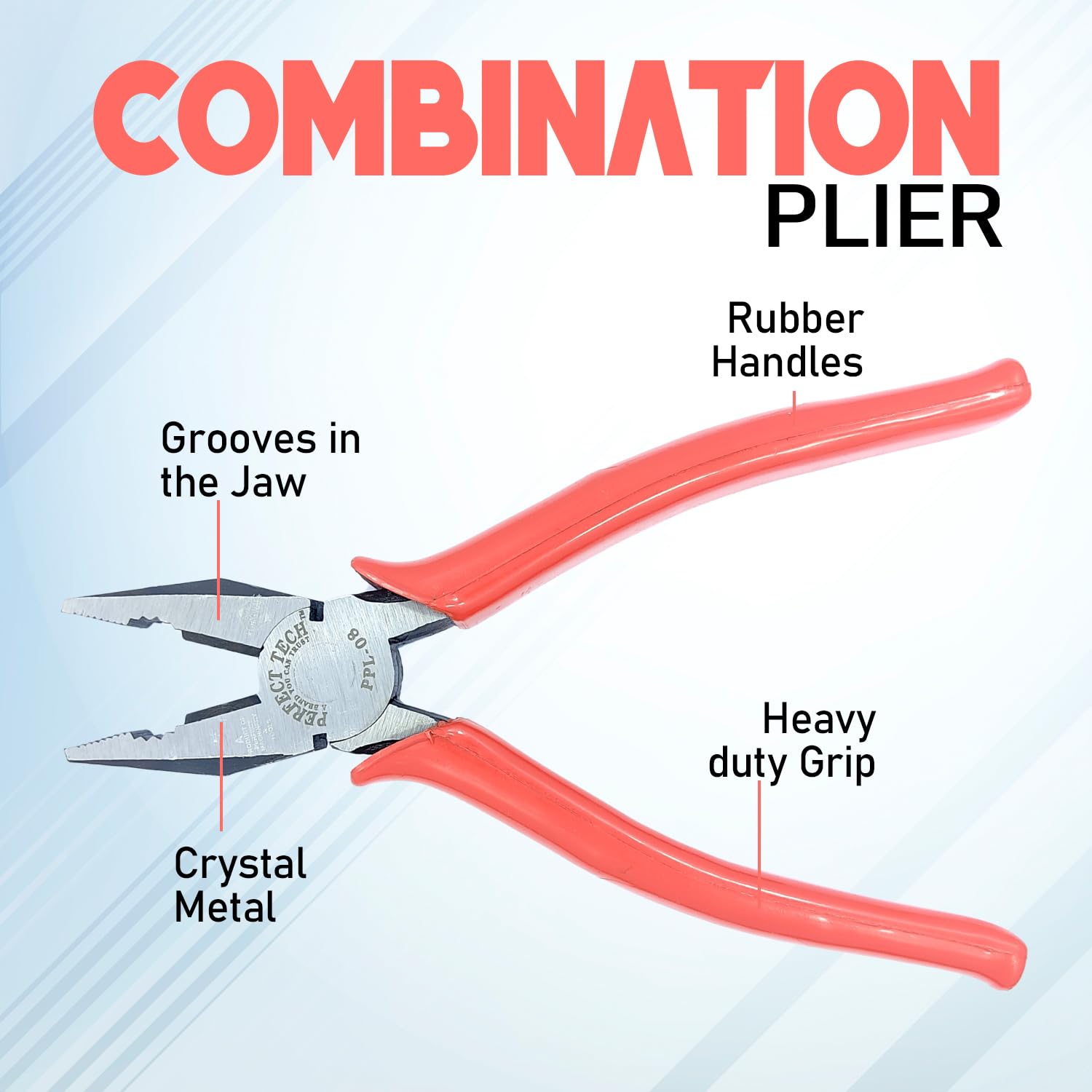 PERFECT TECH Combination Cutting Plier | Combination Plier 8-inch | Industrial & Plumber Hand Tools | Plier Tool Kit | Pliers original | 205MM/ 8 Inch | Lineman Plier | Anti-Rust Properties Gripping 3