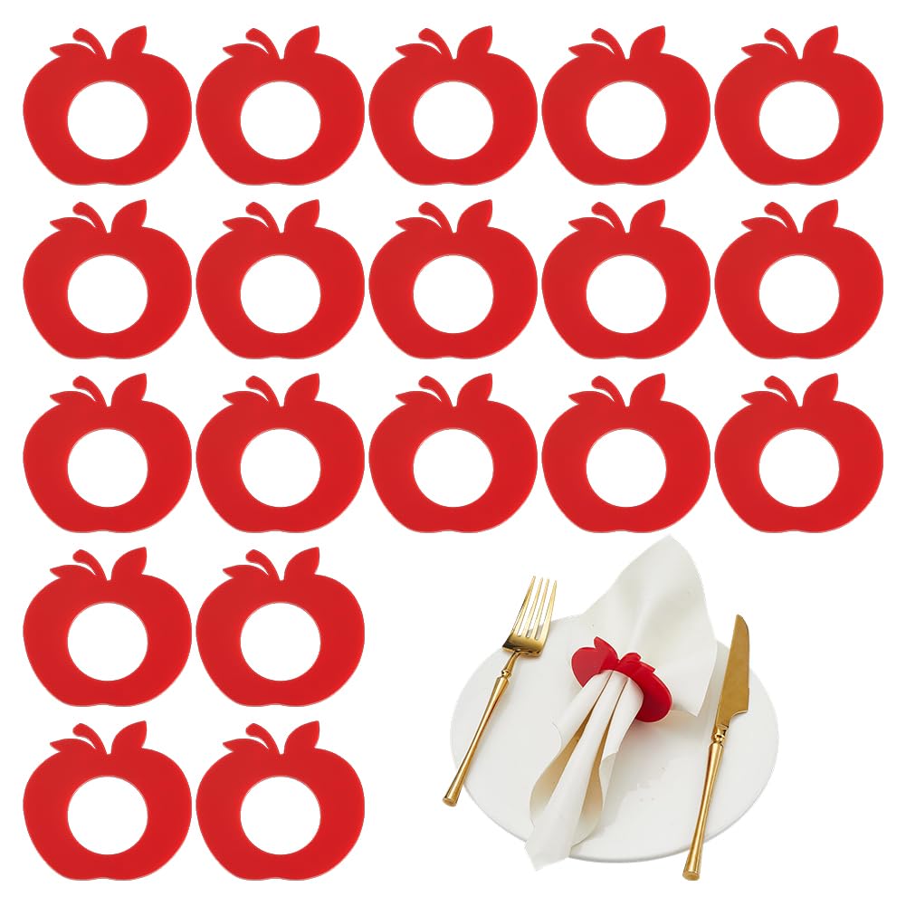 PH PandaHall 20pcs Red Apple Napkin Rings Acrylic Napkin Holder