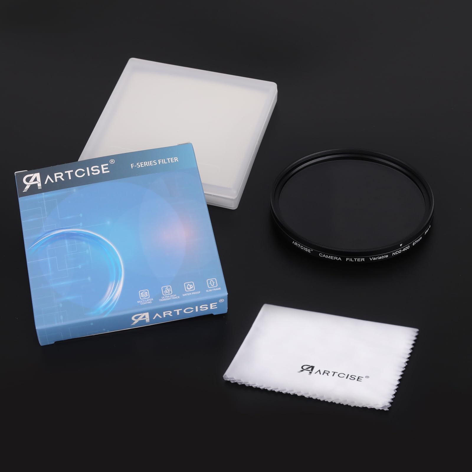 ARTCISE Filtre ND Variable 49 mm Ultra Mince ND2-ND400 HD Réglable Fader Filtres à densité Neutre pour Objectif