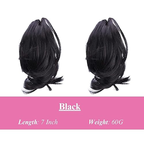 Miniatura 2 de JUVABUN Extensión de cola de caballo ondulada con clip de garra, 7 pulgadas, color negro, pinzas para extensiones de cabello, extensiones de cabello