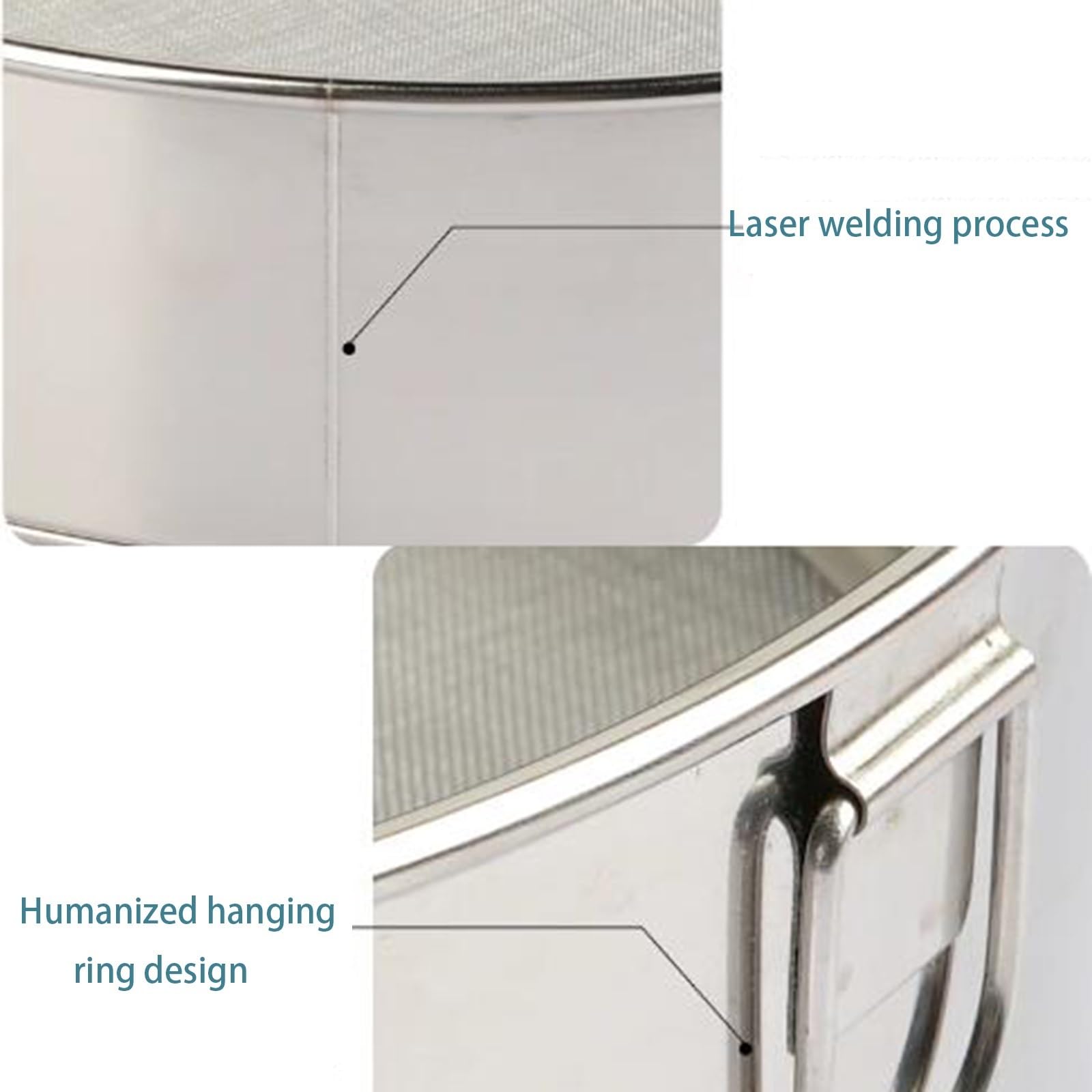 Setaccio in acciaio inox 304, set da 4 pezzi, setaccio per farina, setaccio a maglia fine, setaccio per farina o scolapasta (60 maglie)