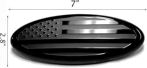 Miniatura 2 de eVerHITCH Emblema de bandera negra estadounidense de 7 pulgadas para Ford, 7 x 2 34 pulgadas, placa de identificación ovalada para F150 F250 F350 99